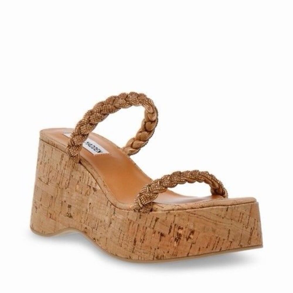 Steve Madden Danya-In Gold Wedges Size 9 NWOB